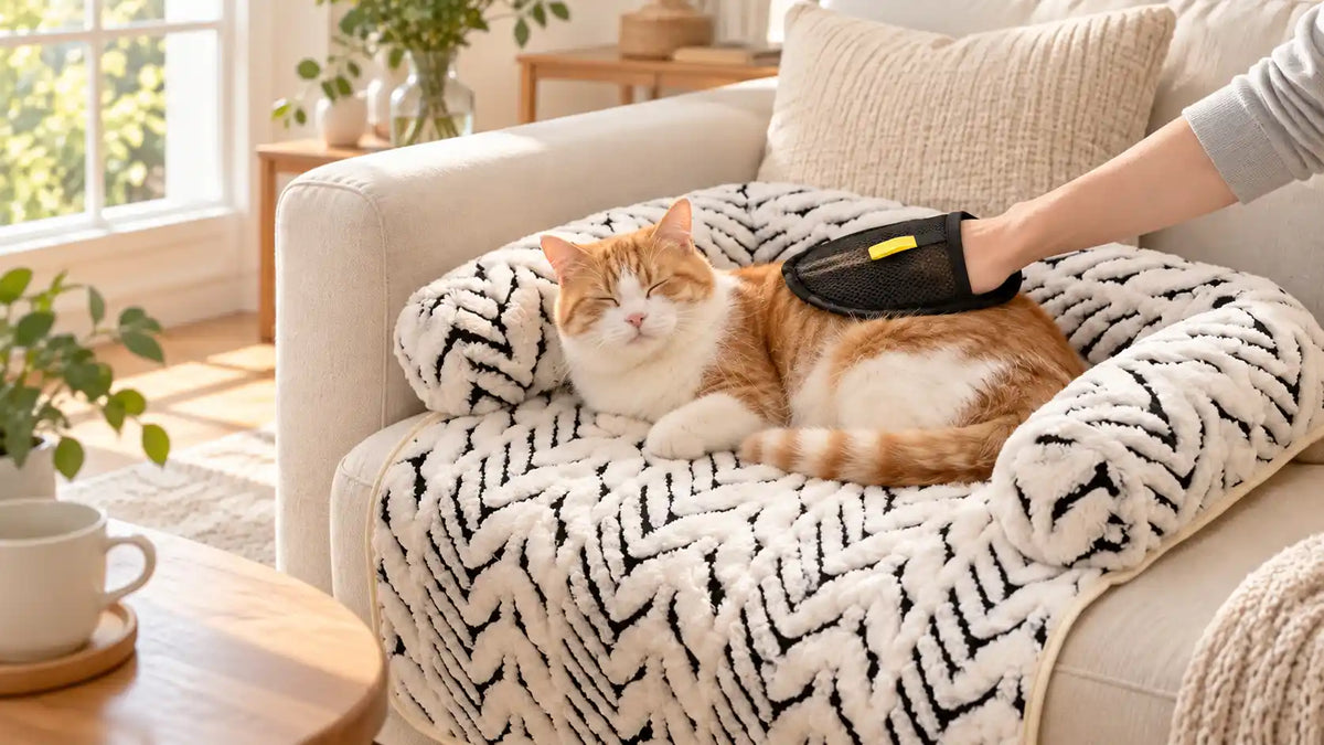 The Easy Fur Removal Glove + Cozy Cat Bed Mat: A Simple Fur-Care Routine
