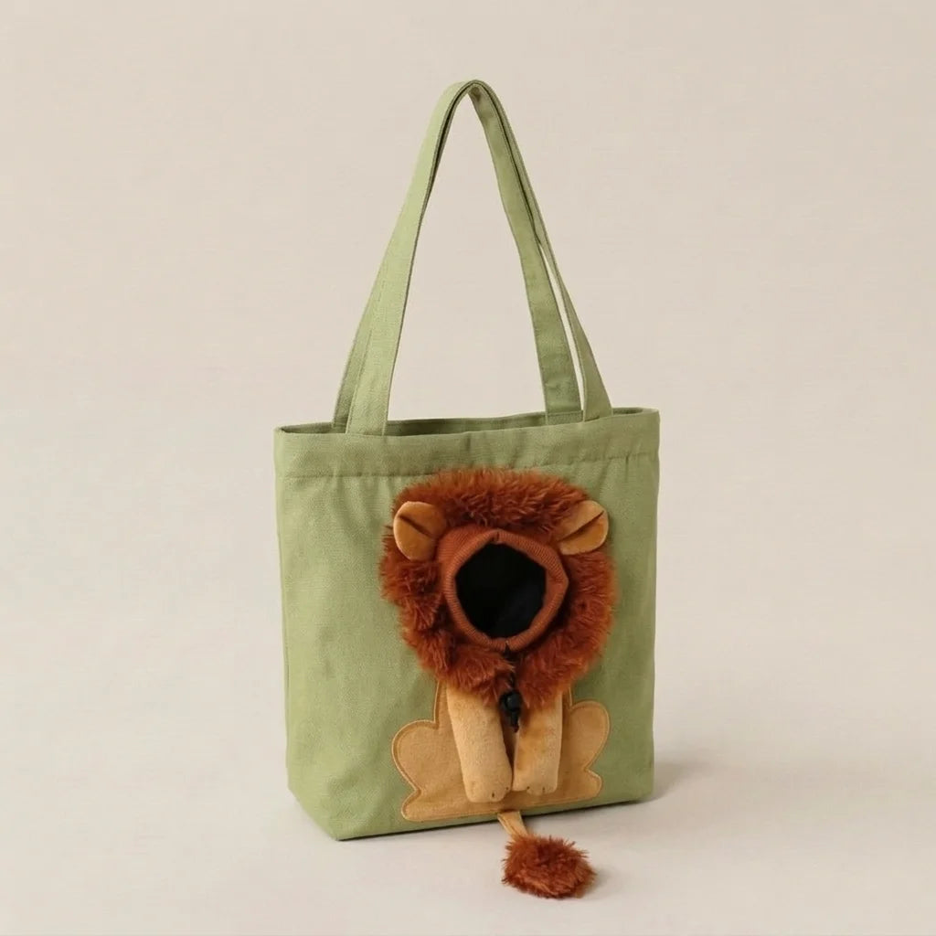 Lion Pop-Out Cat Carrier Tote Bag