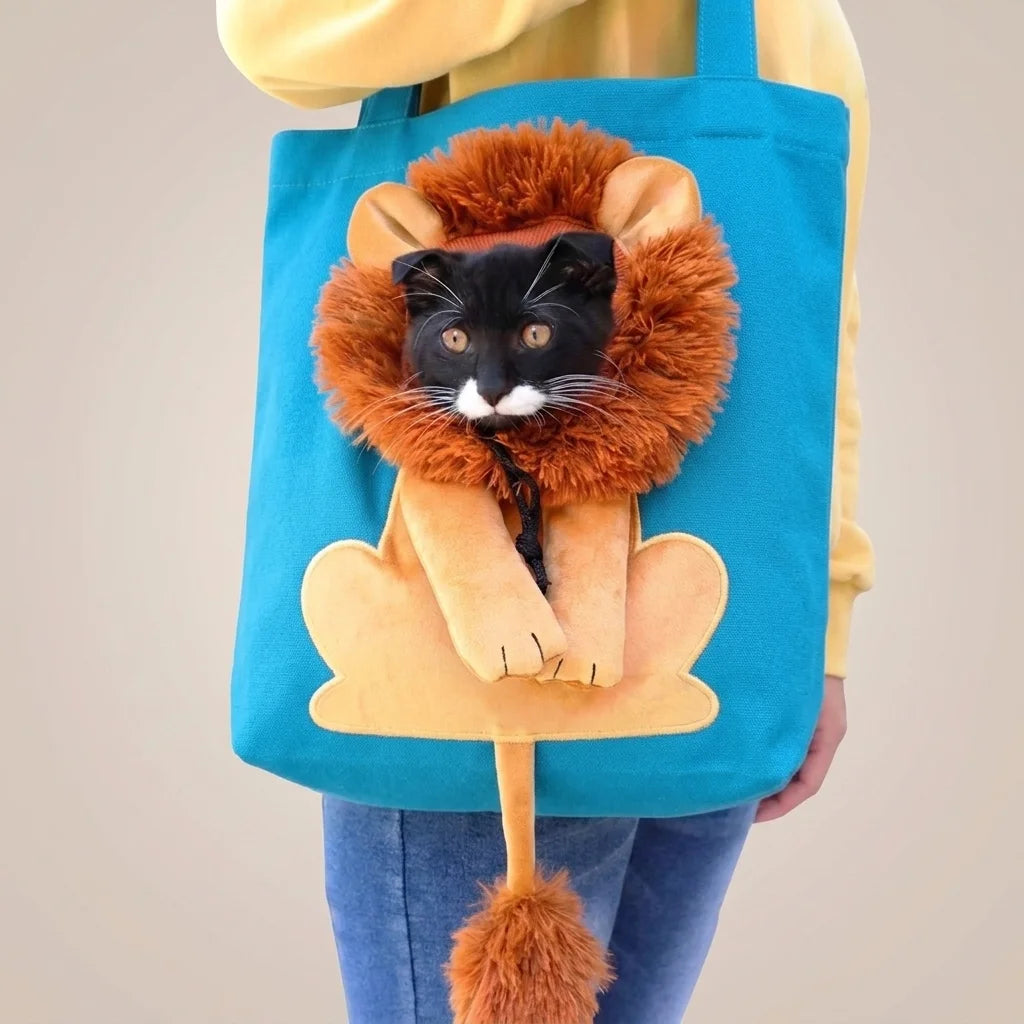 Lion Pop-Out Cat Carrier Tote Bag