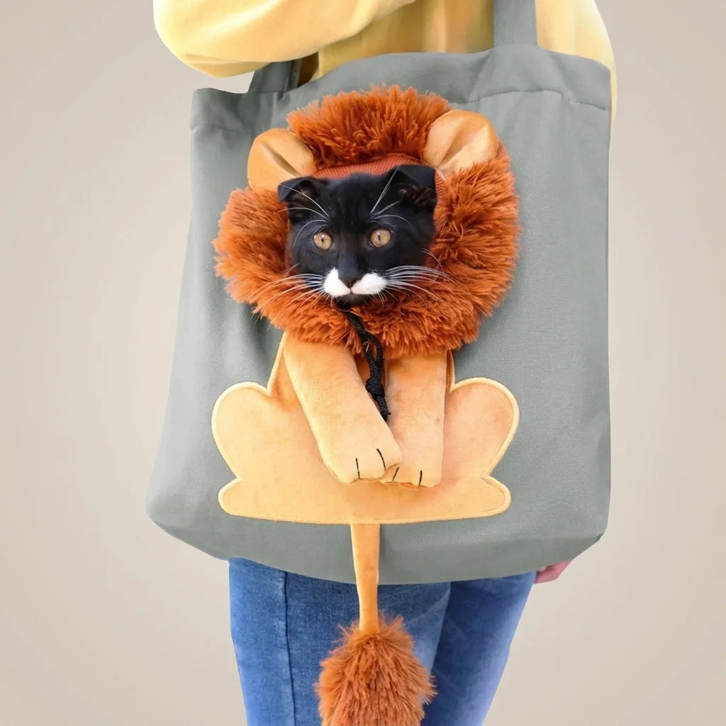 Lion Pop-Out Cat Carrier Tote Bag
