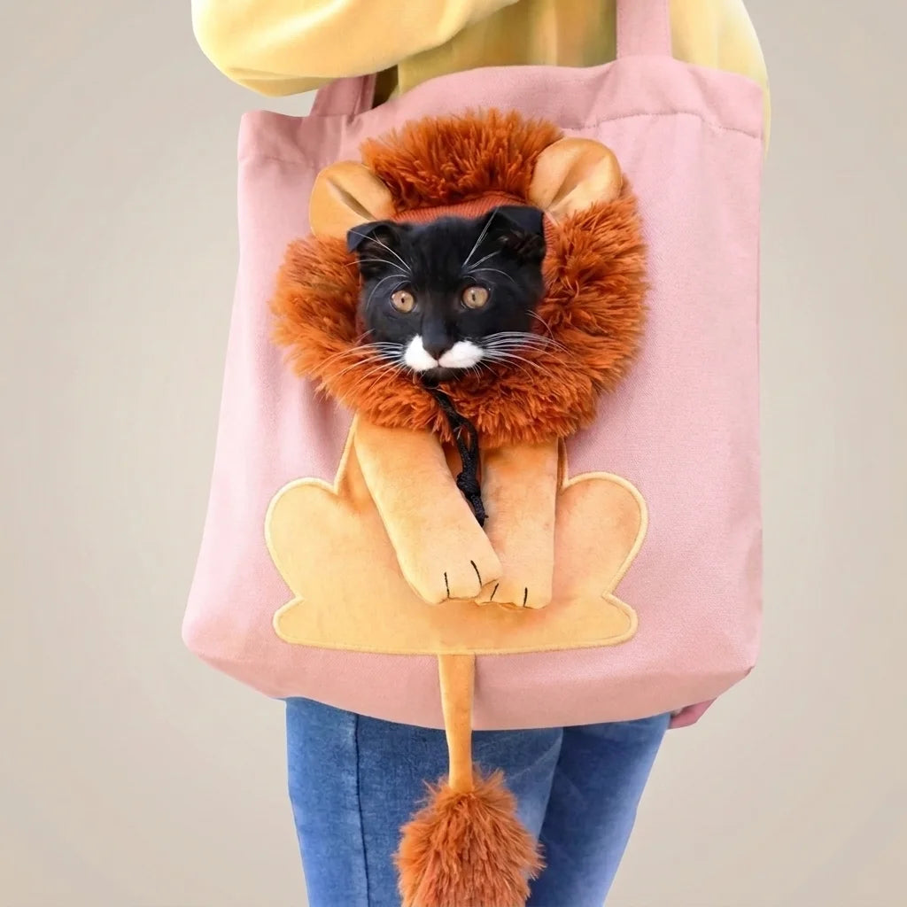 Lion Pop-Out Cat Carrier Tote Bag