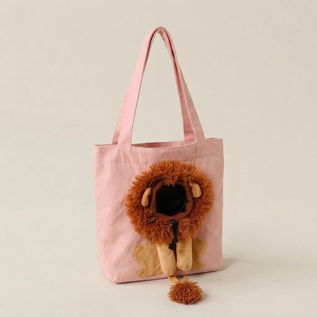Lion Pop-Out Cat Carrier Tote Bag