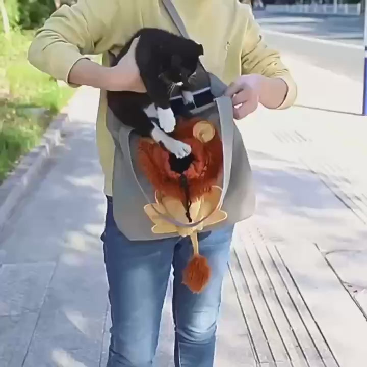 Lion Pop-Out Cat Carrier Tote Bag