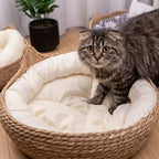 Handwoven Straw Cat Bed