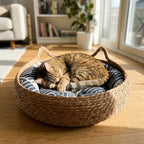 Handwoven Straw Cat Bed